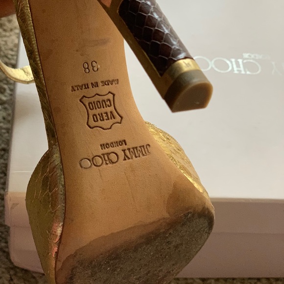 Jimmy Choo Elaphe Gold Snake Skin Heels - Picture 5 of 8